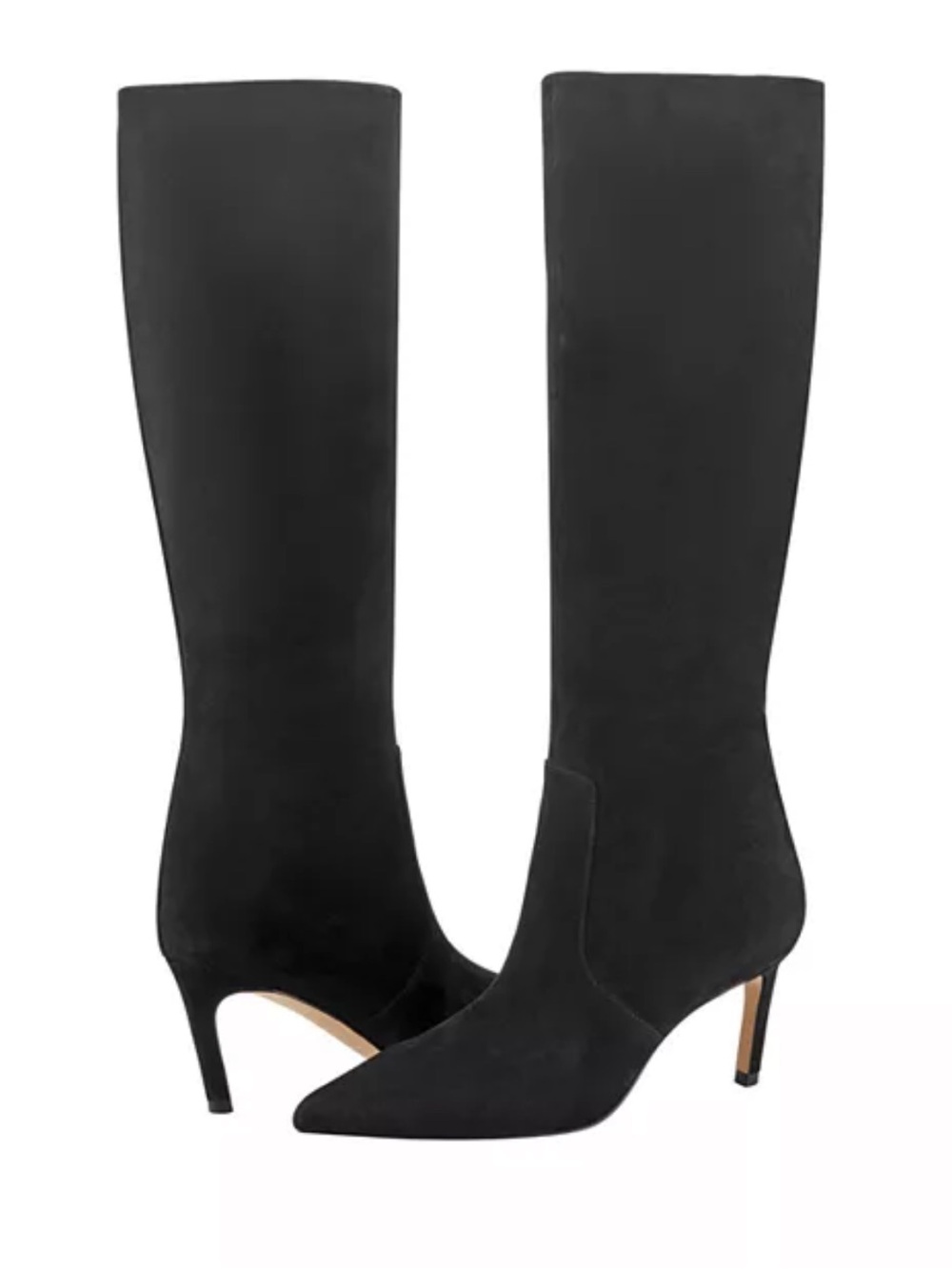Marc Fisher Black Suede Pointed-Toe Knee-High Stiletto Boots